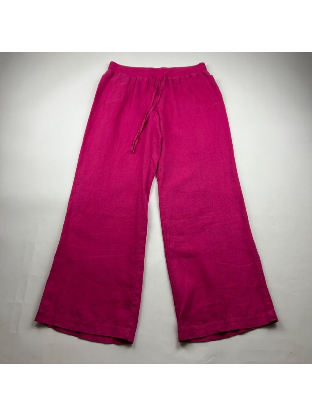 PETITE Style & Co Fuschia Pink Linen Blend Wide Leg Lounge Pant MP